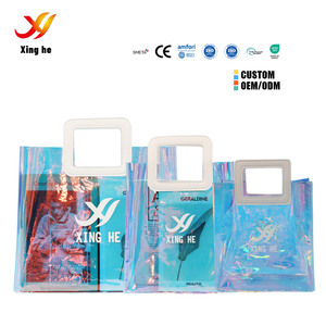 Wholesale PVC Tote Bag Custom Printed Laser Printed Transparent Waterproof Reusable Shopping Bag Custom Logo for Retail Store