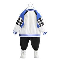 Veste de baseball tendance pour garçons, haut décontracté pour le printemps et l'automne, manteau de sport à carreaux pour enfants en automne