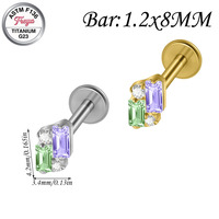 Boucles d'oreilles pendantes Freya en titane, design zircon, piercing labret pour femme, hélix, tragus, daith à filetage interne
