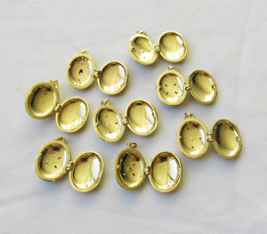 Hình bầu dục men mề đay Mặt dây chuyền 17x26mm giả ngọc trai 14k vàng mạ đồng thau ảnh Mề đay cho Vòng cổ làm - Product Image 2