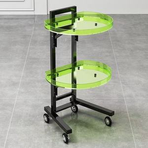 Black 2 Tier Height Adjustable Salon <b>Trolley</b> Silent Rolling Wheels Barber <b>Tool</b> Storage Cart For Hair Nail Beauty Salon SPA Use - Product Image 5
