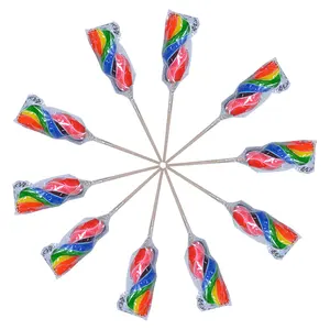 Venta al por mayor colorido Amos dulce My80 mezcla sabor a fruta remolino Pop caramelo duro Rainbow Twist piruleta para Navidad