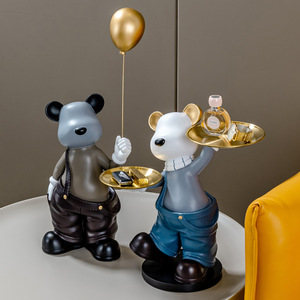Plateau de rangement en résine fait main, motif ours, pour décorations de ballons, idéal pour salon, entrée, chambre et bureau - Grande Vente - Product Image 4
