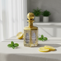 Flacon de parfum de luxe au design octogonal, 450 ml, en verre poli avec bouchon en verre, finition dorée, pour présentation