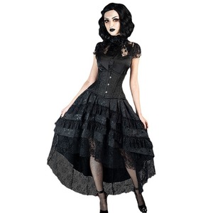 New Retro Rock Y2K Irregular Trailing Dress Falda de encaje de estilo gótico oscuro para mujer - Product Image 4