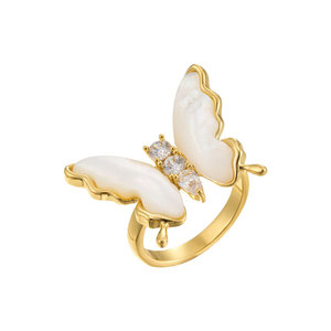 Butterfly Mother Of Pearl <b>Open</b> <b>Ring</b> With Zircon Inlay Adjustable Index Finger Band Jewelry Gift - Product Image 5