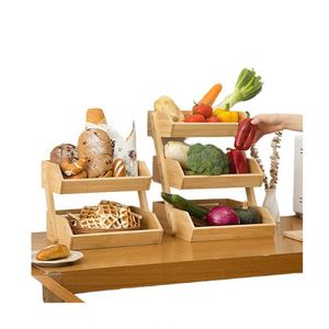 Estante de Almacenamiento Multifuncional de Bambú para Cocina, de un Solo Nivel, para Especias, Aperitivos, Frutas y Verduras, con Cesta de Drenaje para Uso Doméstico - Product Image 2