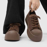 Chaussures à plateforme en toile marron pour hommes, lacées, confortables, à semelle épaisse, baskets décontractées pour les activités de plein air et quotidiennes