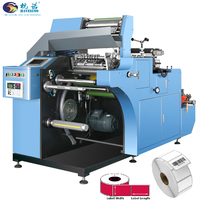 Automatic Blank or Printed 58mm Thermal Paper Sticker Zebra Barcode Label Roll Rotary Die Cutting Slitting Rewinding Machine