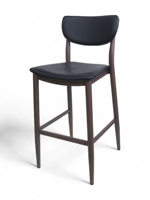 Chaise de salle à manger en métal de qualité commerciale avec cadre en noyer, élégante, style français européen, en cuir PU massif, pour la maison, le bureau, l'hôtel