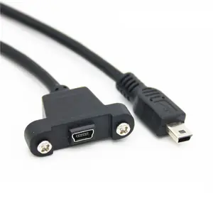 Cable de montaje en Panel tipo Mini USB B macho a hembra con tornillos