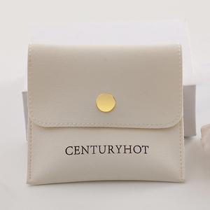 Sacs à bijoux en cuir PU avec logo personnalisé, sacs cadeaux pour bijoux avec bouton, pochettes pour bijoux, sacs pour bagues, boucles d'oreilles, colliers - Product Image 3