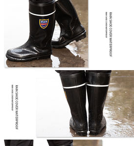 Bottes de pluie en caoutchouc, industrie de la pêche, hommes et femmes, fabricant de PVC, vente en gros, imperméables, noires, unisexes, mi-hautes, en maille - Product Image 6