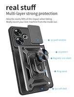 Étui de téléphone protecteur en TPU avec béquille antichoc et objectif en PC avec support d'anneau pour Xiaomi Redmi 13C 5G Note 13 Pro Plus