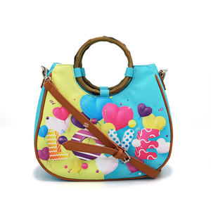 Bolso <span class=keywords><strong>de</strong></span> mano con estampado <span class=keywords><strong>de</strong></span> famoso diseño para mujer, <span class=keywords><strong>bolsa</strong></span> <span class=keywords><strong>de</strong></span> mano con asa <span class=keywords><strong>de</strong></span> madera redonda para chicas, bandolera <span class=keywords><strong>de</strong></span> hombro - Product Image 1