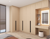 Armoire ouverte en bois sur mesure, directement de l'usine, avec dressing et îlot central, pour chambre à coucher