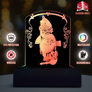 Meilleure Qualité - Effet d'illusion 3D - LED pour tableau de bord de voiture - Murti de Sarangpur Hanuman avec effet d'éclairage multicolore pour l'intérieur de la voiture - En vente - Product Image 5