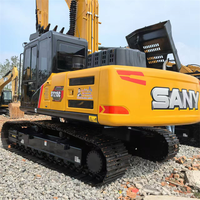 Excavatrice sur chenilles Sany SY215C d'occasion, moteur d'origine, 21 tonnes, hydraulique stable, sans fuite d'huile, pour travaux municipaux