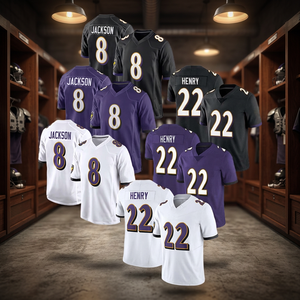 Maillot de football américain brodé pour jeunes 8 Lamar Jackson 22 Derrick Henry Enfant Court Séchage rapide Cousu Édition limitée 100% - Product Image 3