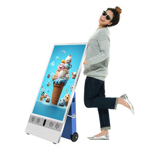 Có Thể Sạc Lại Xách Tay 43 "55" LCD Hiển Thị Quảng Cáo Màn Hình Ngoài Trời Kỹ Thuật Số Biển Di Chuyển <span class=keywords><strong>Totem</strong></span> <span class=keywords><strong>Android</strong></span> 11 OS IP65 Bánh Xe Cho - Product Image 2