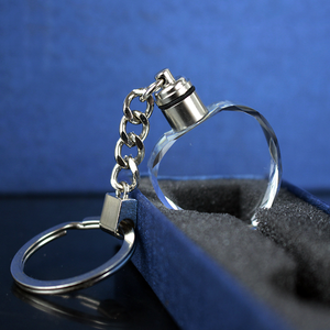 Usine pas cher en gros cristal verre coeur porte-clés personnalisé 3D LOGO gravé au laser avec porte-clés lumière LED colorée - Product Image 3