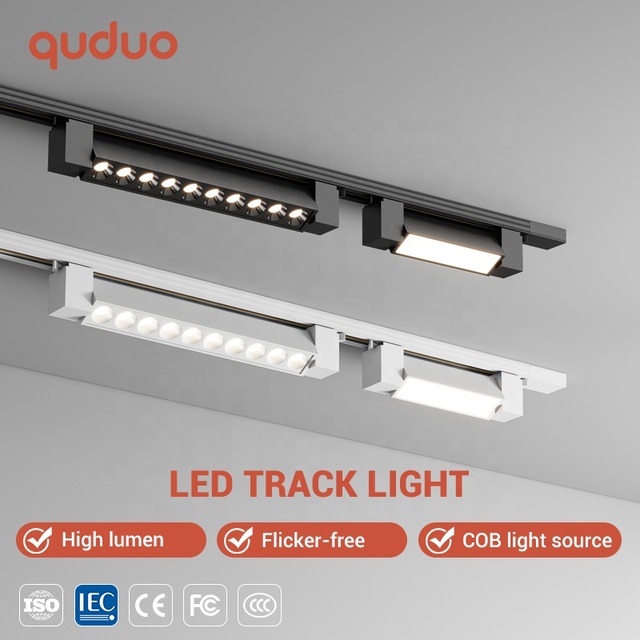 Factory Direct Modern Commercial Home Hotel Rail System Flood Light Aluminum Plastic Ceiling 10W 20W 30W Linear LED Track Light