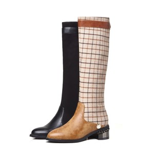 Winter Women Knight Knee High Boots <b>Pointed</b> Toe Booties Calf High Flat Riding Long Boots for Lady - Product Image 4