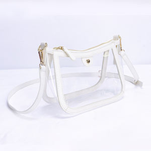 カスタマイズ可能なロゴレッドグリーンブラックPUレザー透明PVCサマーホーボークロスボディハンドバッグ女性用クリア財布クリアショルダーバッグ - Product Image 5