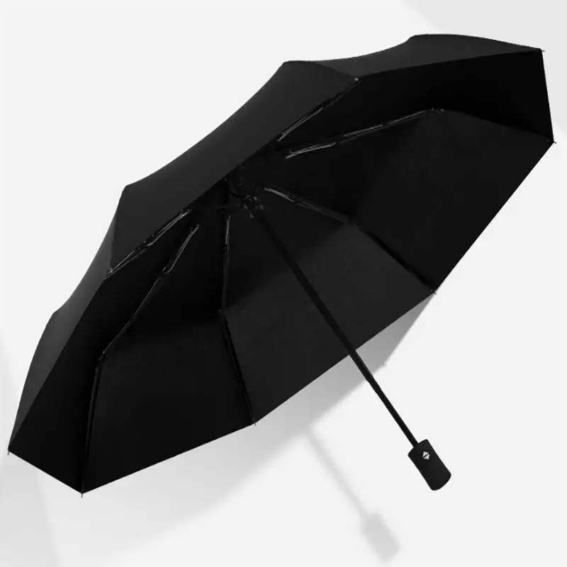 21 Inch Fully Automatic Black UV Coating 3 Folding Sun Shade Umbrella Cheap Promotion Gift Folding Umbrella Printing Logo