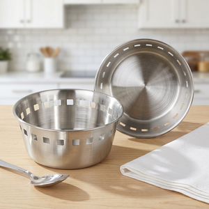 Stainless Steel Storage <b>Basket</b> Bowl with Perforated Design for Kitchen Organization - Product Image 5