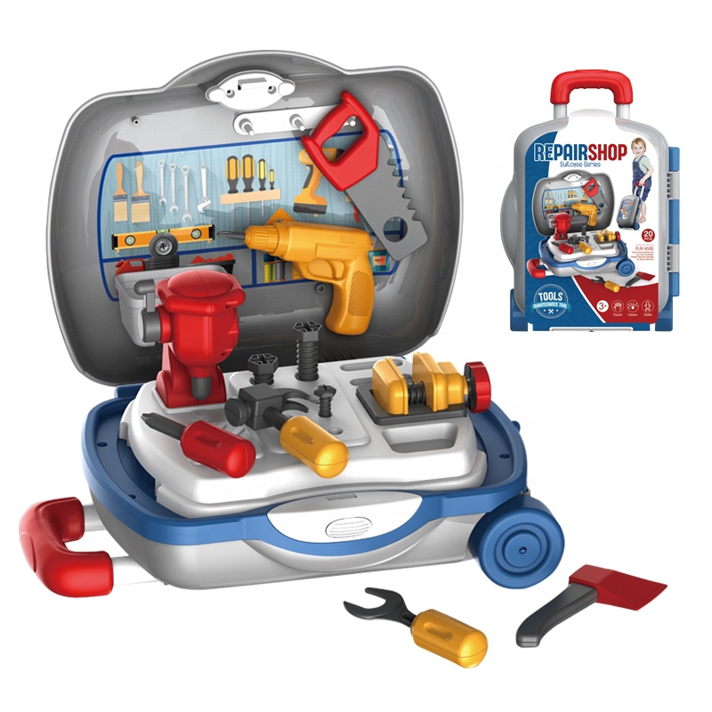 Pretend Play Maintenance Tools Suitcase Kit Easy Carry Repair Plastic Toy Tool Set
