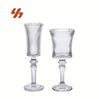 Gelas Anggur Prancis Bergaris Warna-Warni Grosir, Gelas Anggur Bergaris Vintage, Gelas Anggur Bertangkai Transparan dengan Garis Vertikal, Gelas Sampanye
