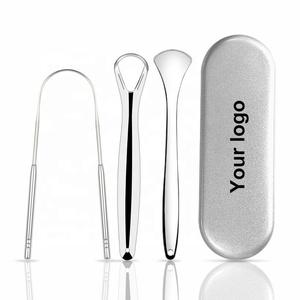 Bán Buôn Tùy Chỉnh Biểu Tượng Tia Laser U Hình Dạng Lưỡi Chất Tẩy Rửa Scraper Set 3Pcs Thép Không Gỉ Với Trường Hợp - Product Image 5