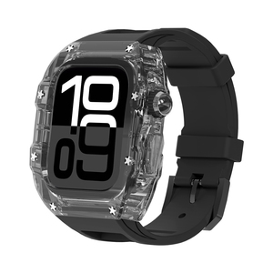 Funda de reloj <span class=keywords><strong>transparente</strong></span> <span class=keywords><strong>para</strong></span> <span class=keywords><strong>Apple</strong></span> <span class=keywords><strong>Watch</strong></span> 10 con <span class=keywords><strong>correa</strong></span> de reloj de goma fluorada <span class=keywords><strong>para</strong></span> funda protectora modificada de 42mm y 46mm - Product Image 1