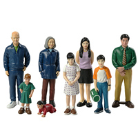 Juego de 8 Figuras de Familia Asiática, Modelo de Personas de Varias Generaciones, Juguete de Abuelos, Padres, Niños y Bebés para Jugar en el Aula Preescolar