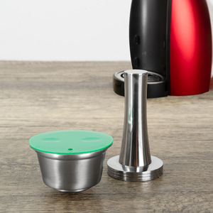 Capsule de café Dorex en acier inoxydable, filtre métallique réutilisable avec couvercle en silicone pour mousseur à lait - Product Image 1
