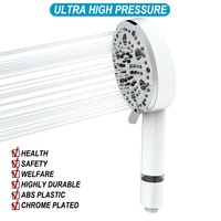 Pommeau de Douche à Main Filtrant Économiseur d'Eau Haute Pression Finition Chromée 9 Modes de Pulvérisation Filtration Simple pour Usage Hôtelier et SPA Cutané