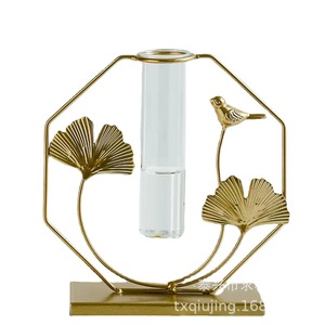 Taixing Qiujing Modern Geometric Desk Flower <b>Vase</b> With Glass Tube For Indoor Plants And Dried Flowers Decor - Product Image 3