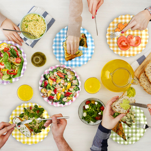Hot Sale <b>Gingham</b> Check Paper Plates Colorful Disposable Party Tableware for Birthday Picnic Wedding Events - Product Image 4