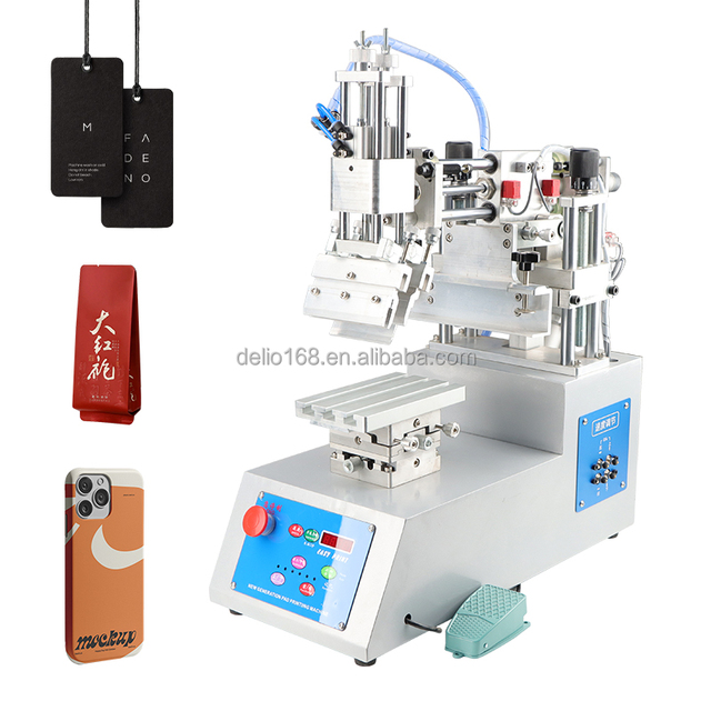 Mini Semi-Automatic Pneumatic Screen Printing Machine D710 Desktop Flatbed Printer for Small Logo Phone Case and Tag