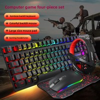 Combo clavier, souris et casque de jeu filaire professionnel LVKIDRON 4-en-1 avec rétroéclairage arc-en-ciel pour PC Gamer