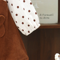Robe deux pièces pour bébé fille, motif à pois, col Peter Pan, poche ours, tenue coréenne pour enfants, printemps-automne