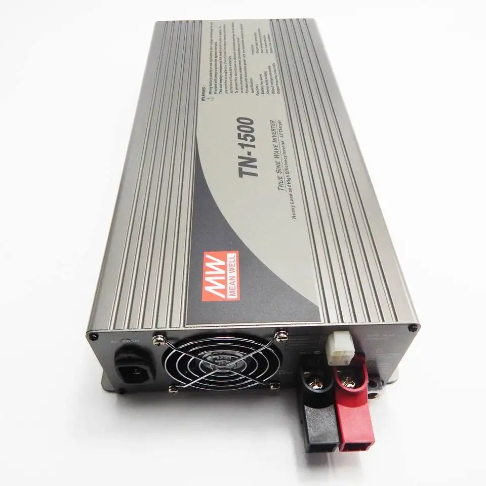 Inverter DC-AC pintar dengan pengisi daya surya, TN-1500-124 merek Mean Well, Inverter pintar gelombang Sine sejati 110 W USA Canada 24V hingga 1500 v