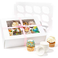 Nouveaux produits Boîtes à gâteaux personnalisées avec logo Boîtes d'emballage à gâteau unique Boîte d'emballage en papier à beignet de taille mini avec fenêtre transparente