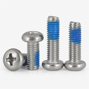 Perno preaplicado de dispensación M4 X 10mm, cabeza redonda de acero al carbono, tornillo de parche de nailon, Phillips cabeza plana, tornillo bloqueado de rosca antisuelta - Product Image 1