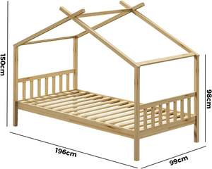 เตียงเด็กทรงบ้านไม้ Montessori ขนาด 190*90 ซม. โครงเตียงเตี้ย - Product Image 5