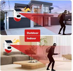 ANGUS Jour Nuit Mode Extérieur 120db Son Alarme <span class=keywords><strong>Sonore</strong></span> Solaire <span class=keywords><strong>Détecteur</strong></span> <span class=keywords><strong>de</strong></span> <span class=keywords><strong>Mouvement</strong></span> Avertissement Alarme Sécurité Clignotant Lumière pour Maison Ferme - Product Image 5