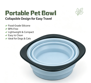 Bol pliable en silicone pour animaux de compagnie, pour nourriture et eau, portable, pliable, pour chiens et chats, utilisation en intérieur - Product Image 2