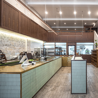 Vitrine de présentation en verre rétro personnalisée pour café, îlot de présentation en bois pour desserts, étagère de boulangerie, comptoir de bar, mobilier design