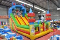 Toboggan gonflable Mickey Mouse en PVC coloré, château gonflable commercial pour enfants, toboggan gonflable pour parc d'attractions et location